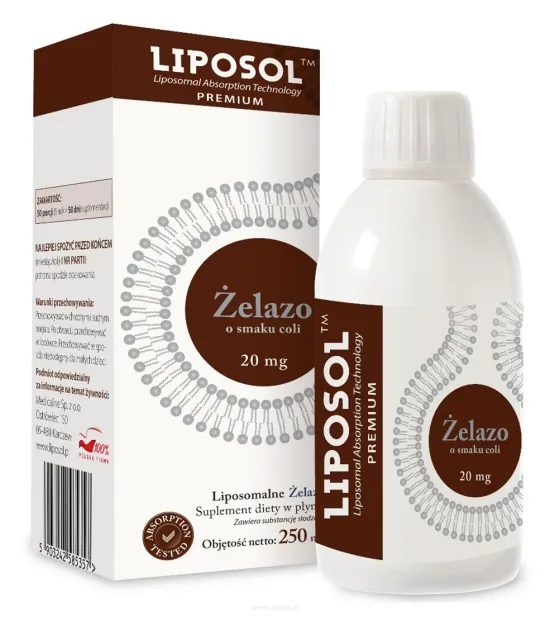 Aliness Liposol Liposomalne Żelazo 20mg | 250 ml smak Coli