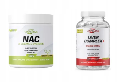 ZESTAW Vitalmax NAC N-Acetyl-L-Cysteine 150g + Liver Complex+ 100 kapsułek