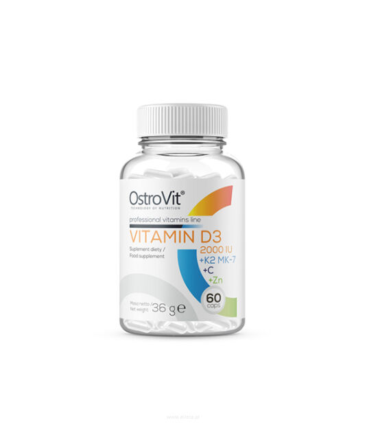 OstroVit Witamina D3 2000 IU + K2 MK-7 + C + Zn | 60 kaps.