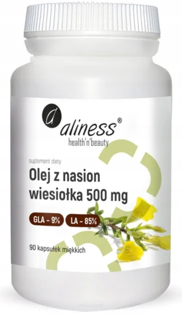 Aliness Olej z nasion wiesiołka 9% 500 mg | 90 kapsułek