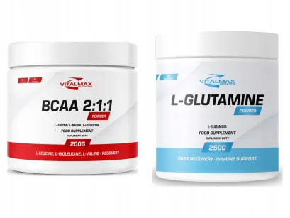 ZESTAW Vitalmax BCAA 2:1:1 Powder 100% 200g + L-glutamine 100% 250g